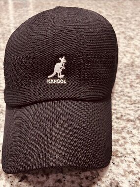Kangol Black Knit Cap with White Kangaroo Logo